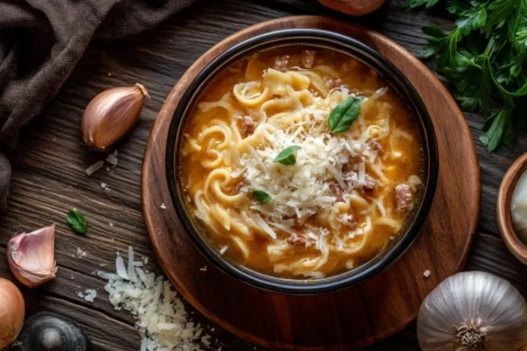 Beef Broth Pasta with Onion and Parmesan 