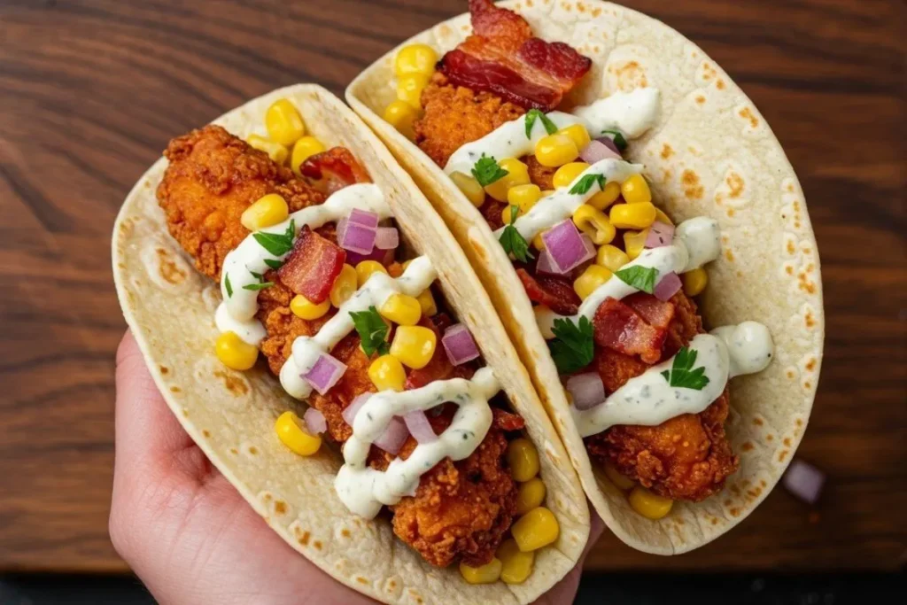 Fried Chicken Street Corn Tacos