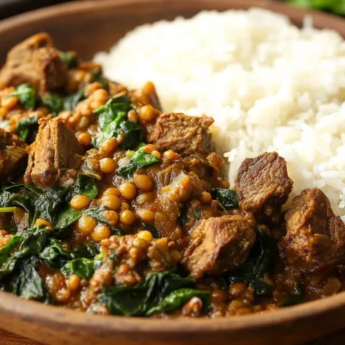 lebonese lamb lentils rice spinach recipe