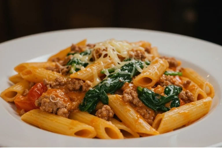 one-skillet cheesy ground chicken pasta recipe